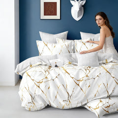 Duvet Covers & Inserts-Marble White 2pcs duvet cover set