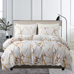 Duvet Covers & Inserts-Marble White 2pcs duvet cover set