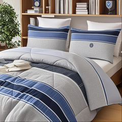 Duvet Cover Geometric Blue and white Striped Blue and White 2pcs 3pcs