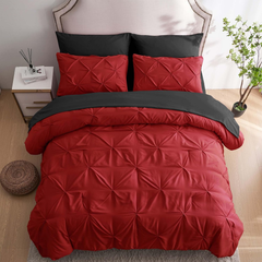 Comforter Set Pintuck Reversible Red and black Twin Queen King 2pcs 3pcs
