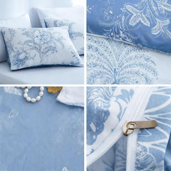 Comforter Set Floral Reversible Blue Plants DF Twin Queen King 2pcs 3pcs