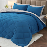 Comforter Set Reversible Lake blue and light gray Twin Queen King 2pcs 3pcs