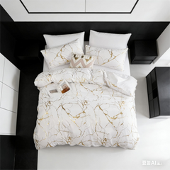 Comforter Set Geometric Reversible White marble MBRS 2pcs 3pcs