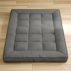 Mattress Topper & Protector-Mattress with checkered three-dimensional edges grey