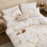 Comforter Set Geometric Reversible White marble MBRS Twin Queen King 2pcs 3pcs