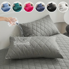 Pillows & Pillowcases-Diamond Grid Ultrasonic Waterproof Pillowcase Gray 1/2pack