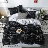 Comforter Set Geometric Reversible Black marble JY Twin Queen King 2pcs 3pcs