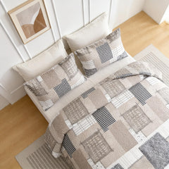 Duvet Cover Geometric Patchwork camel color HFJ 2pcs 3pcs