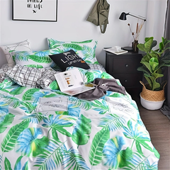 Comforter Set Floral Reversible Spring Green leaves 2pcs 3pcs