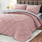 Comforter Set Reversible Pink and light gray 2pcs 3pcs
