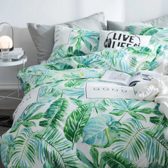 Comforter Set Floral Reversible Spring Green leaves 2pcs 3pcs