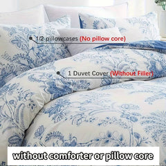 Comforter Set Floral Reversible Blue Plants DF 2pcs 3pcs