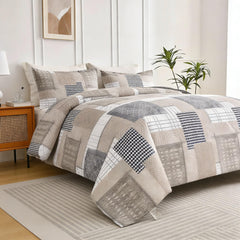 Duvet Cover Geometric Patchwork camel color HFJ 2pcs 3pcs