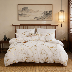 Comforter Set Geometric Reversible White marble MBRS 2pcs 3pcs