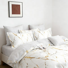 Duvet Covers & Inserts-Marble White 2pcs duvet cover set