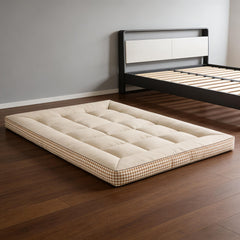 Mattress Topper & Protector-Mattress with checkered three-dimensional edges grey