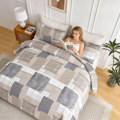 Comforter Set Geometric Patchwork camel color HFJ 2pcs 3pcs