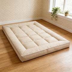 Mattress Topper & Protector-Mattress with checkered three-dimensional edges grey