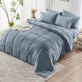 Comforter Set solid Blue-gray Twin Queen King 2pcs 3pcs