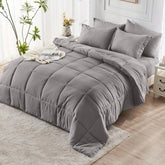 Comforter Set solid Light Gray Twin Queen King 2pcs 3pcs