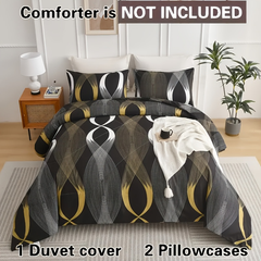 Duvet Cover Geometric Grey ML 2pcs 3pcs