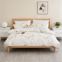 Comforter Set Geometric Reversible White marble MBRS 2pcs 3pcs