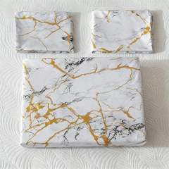 Comforter Set Geometric Reversible White marble MBRS 2pcs 3pcs