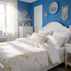 Comforter Set Geometric Reversible White marble MBRS 2pcs 3pcs