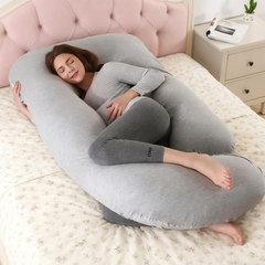 Pillows & Pillowcases-C-shaped pregnancy pillow light gray crystal velvet
