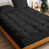Mattress Topper & Protector-Solid-color embossed mattress bedspread black Twin size