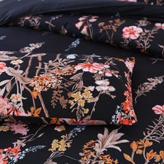 Comforter Set Floral Reversible Black blossoms DF 2pcs 3pcs