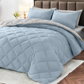 Comforter Set Reversible Blue-gray and light gray Twin Queen King 2pcs 3pcs