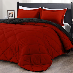 Comforter Set Reversible Red and Black 2pcs 3pcs