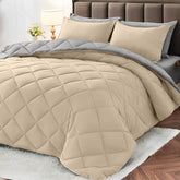 Comforter Set Reversible Beige and light gray Twin Queen King 2pcs 3pcs