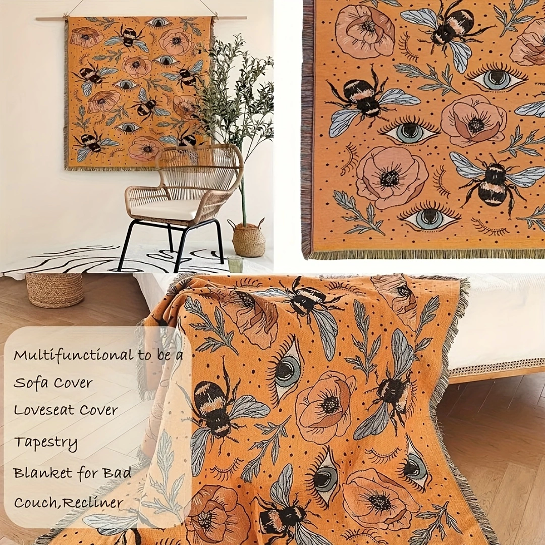 Blanket Floral Bohemian Woven