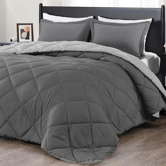 Comforter Set Reversible Dark and Light Gray 2pcs 3pcs 800