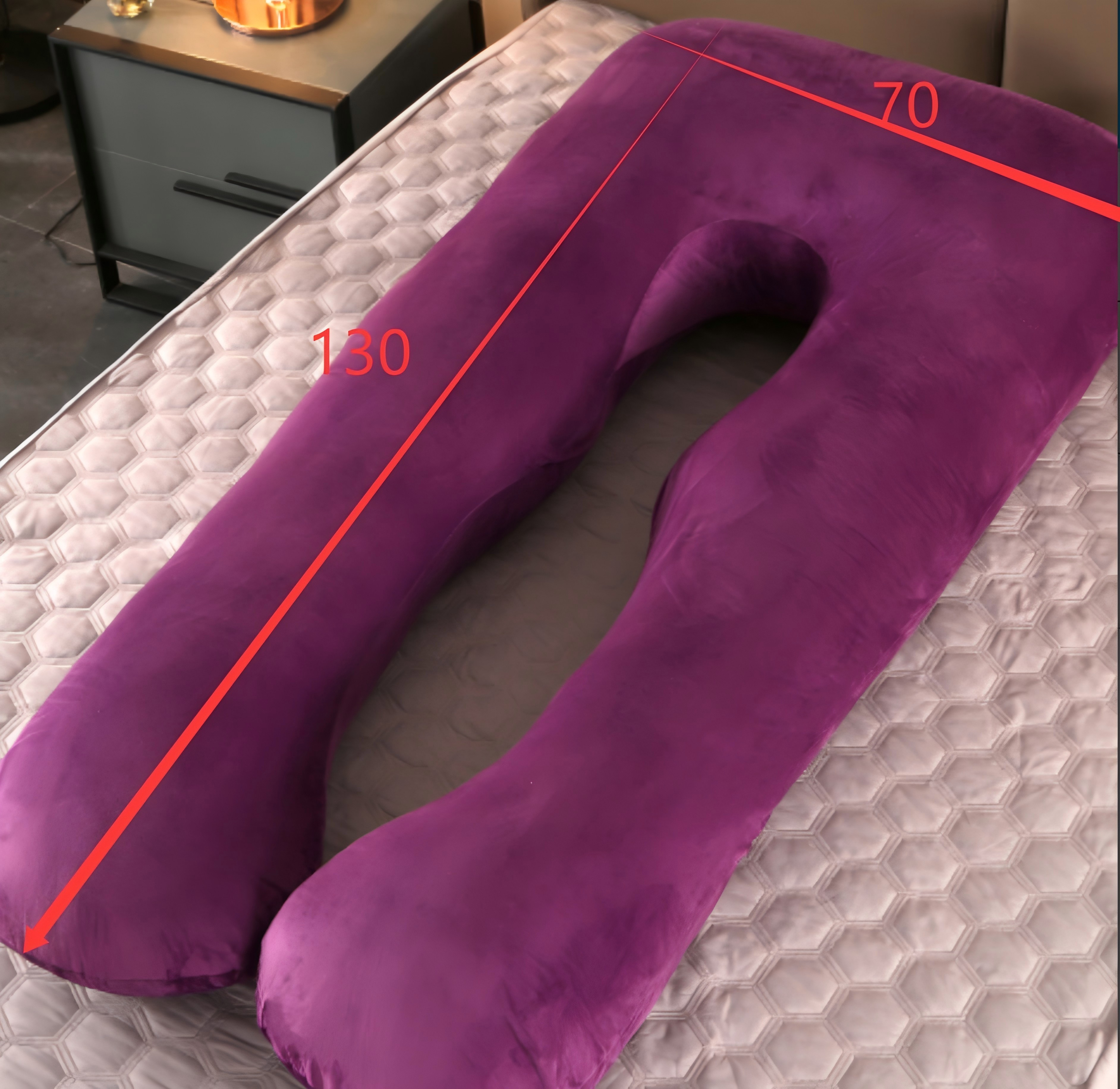 Pillows & Pillowcases-U-shaped pregnancy pillow  crystal velvet purple