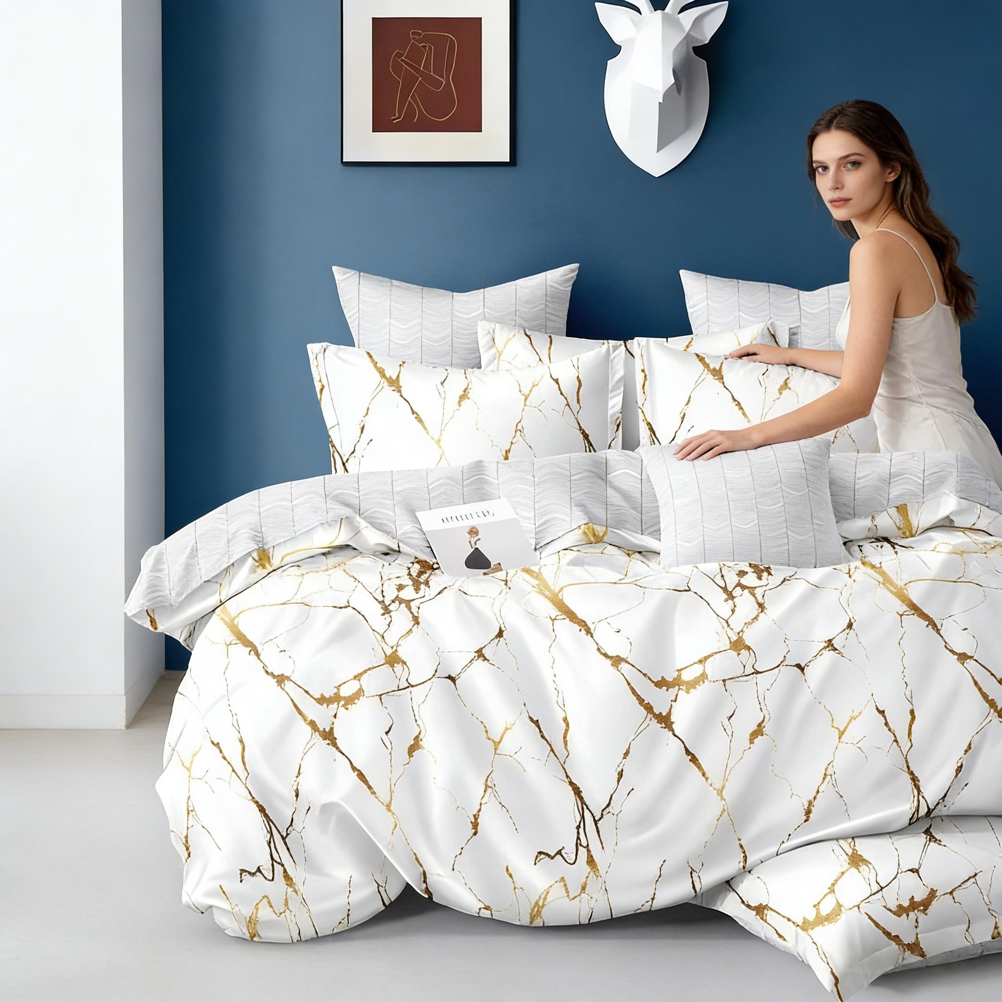 Duvet Covers & Inserts-Marble White 2pcs duvet cover set