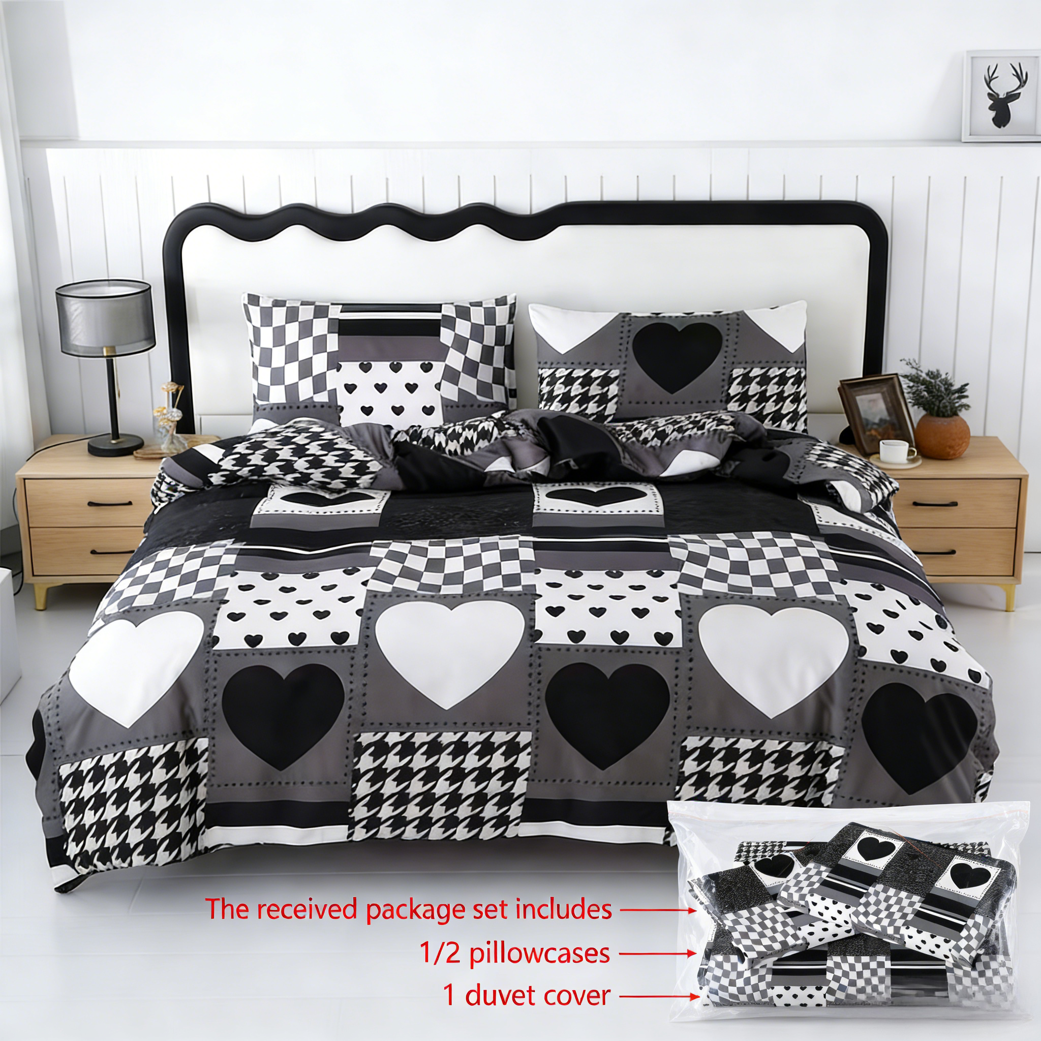Duvet Covers & Inserts-HeiBaiZhiLian 2pcs duvet cover set