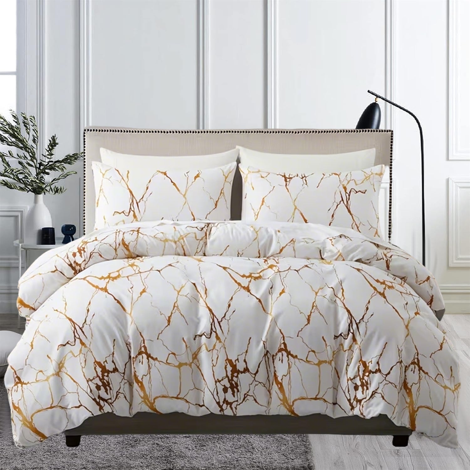 Duvet Covers & Inserts-Marble White 2pcs duvet cover set