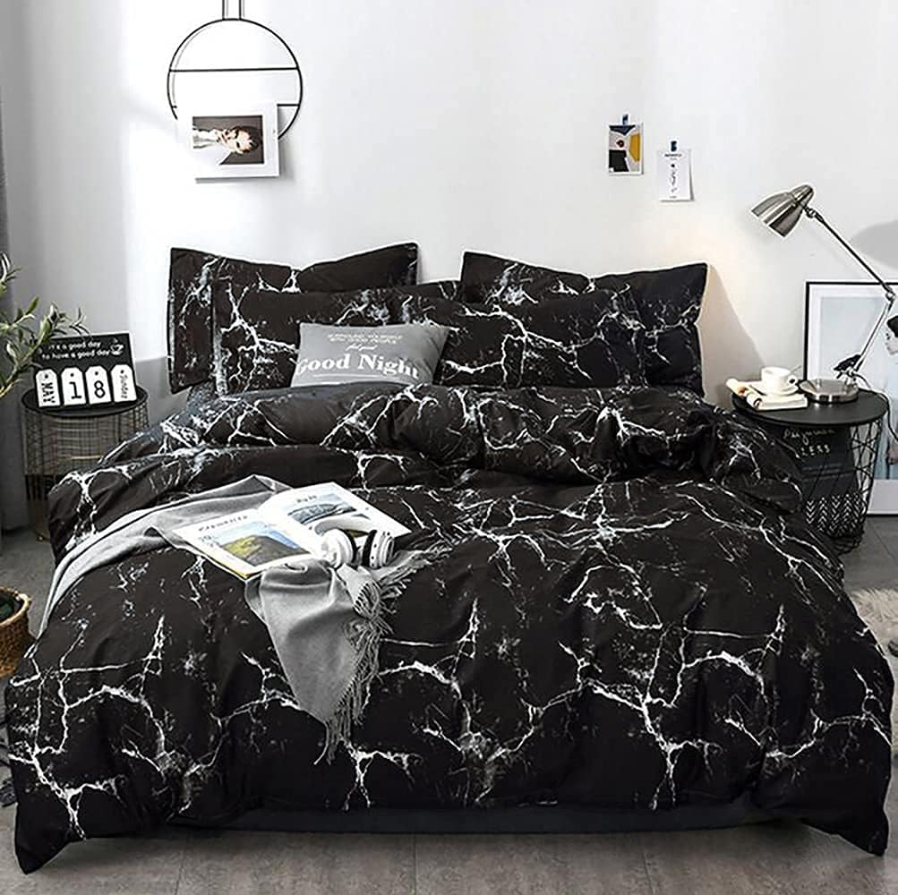 Duvet Covers & Inserts-Marble Black 2pcs duvet cover set