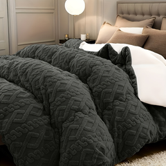 Comforter Set Geometric Reversible Dark gray and white