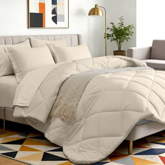 Comforter Set solid Beige 5pcs 7pcs