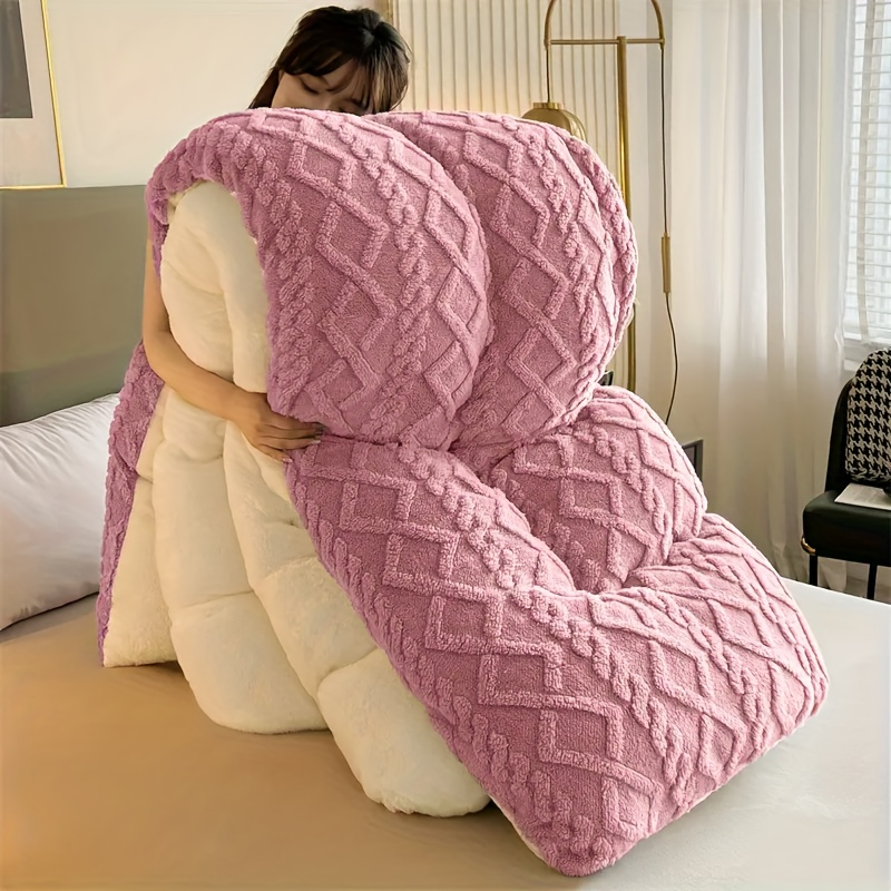 Comforter Set Geometric Reversible Pink and white