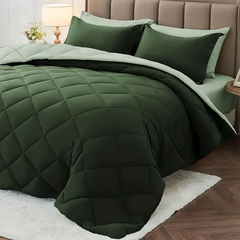 Comforter Set Reversible Dark and Light Green 2pcs 3pcs