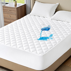 Mattress Topper & Protector-Diamond Grid Ultrasonic Waterproof Mattress Protector White