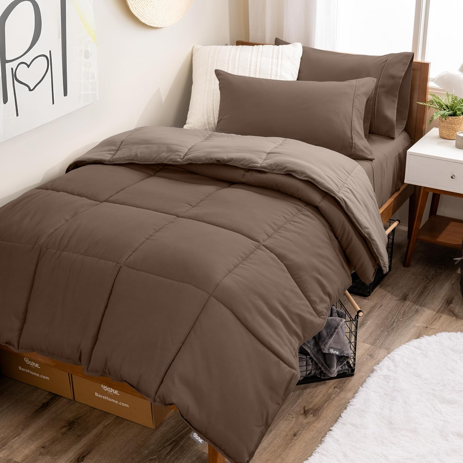 Comforter Set Reversible Dark and Light Brown Twin Queen King 2pcs 3pcs