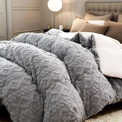 Comforter Set Geometric Reversible Dark gray and light gray