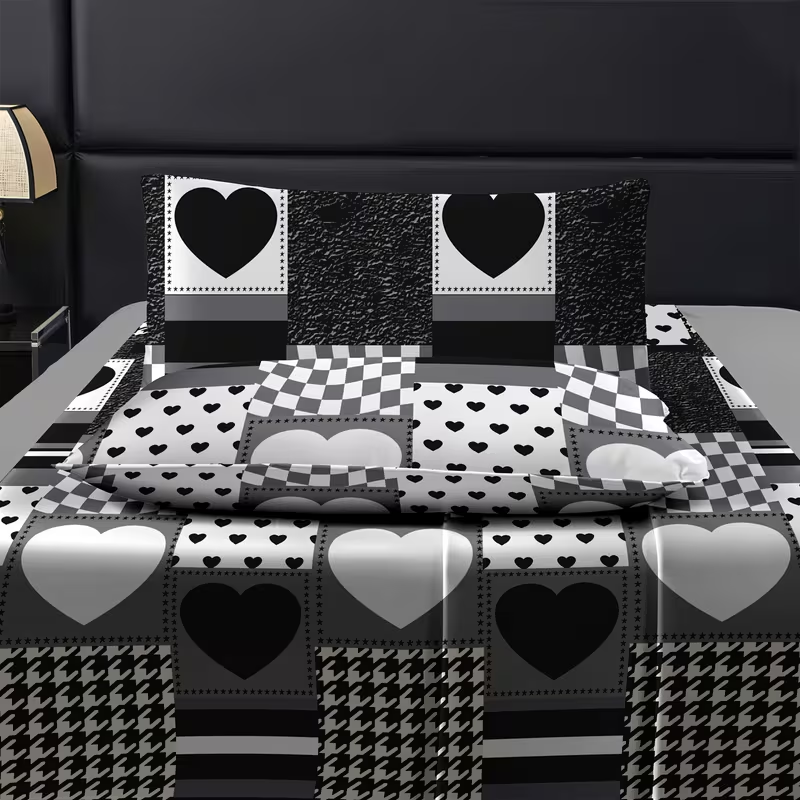 Duvet Covers & Inserts-HeiBaiZhiLian 2pcs duvet cover set