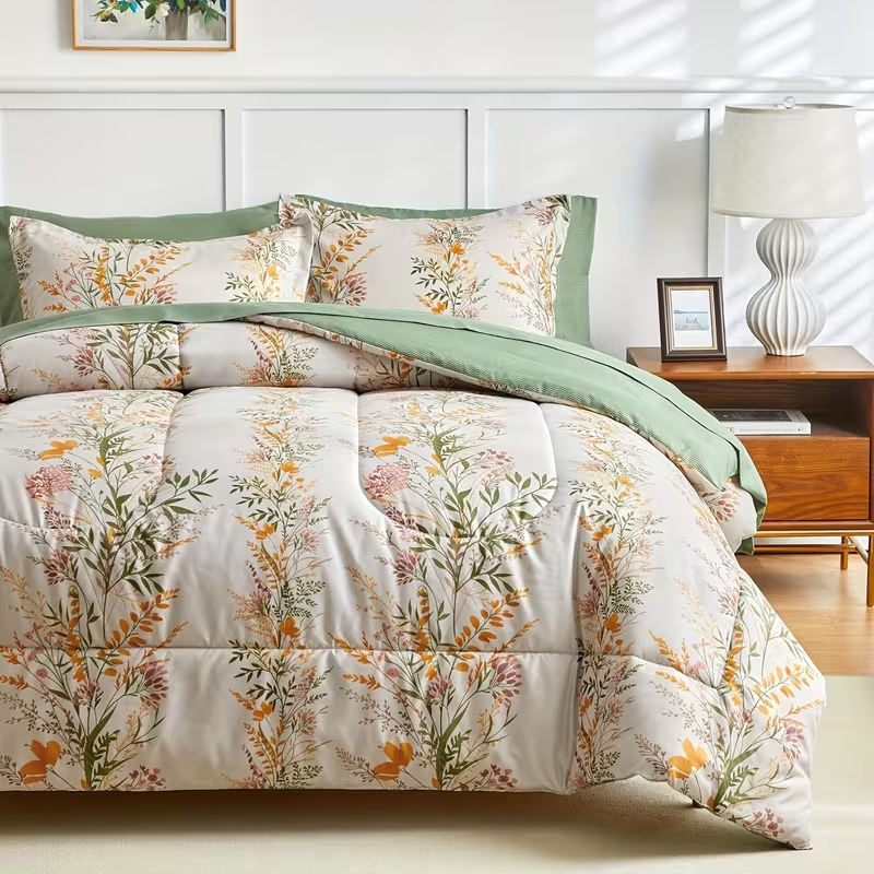 Comforter Set Floral Reversible Flowers and green HFJ 2pcs 3pcs